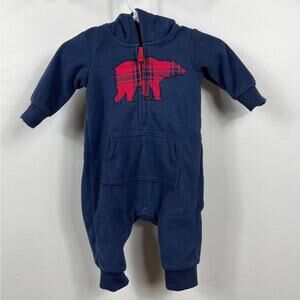 Carter's Baby Boy Bear Hooded Fleece Jumpsuit Size 3 Months